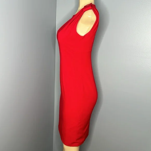 Calvin Klein red dress zipper back sleeveless size 2 - Picture 3 of 12
